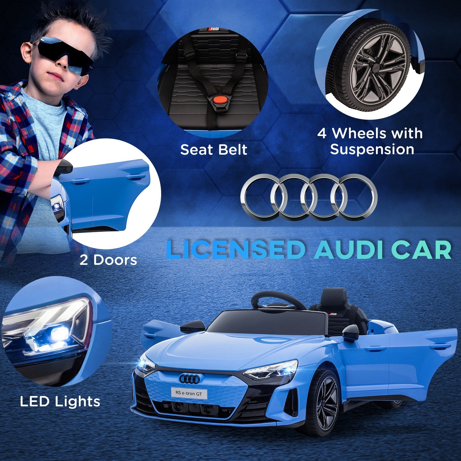 12V Kids Electric Ride-On Car Licensed Audi RS e-tron GT Trend Times 4