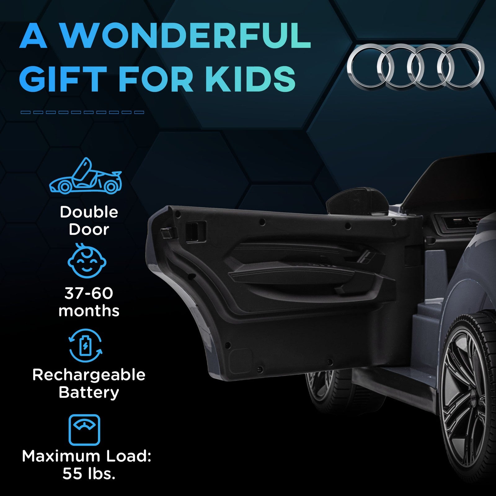 12V Kids Electric Ride-On Car Licensed Audi RS e-tron GT Gray Trend Times 9