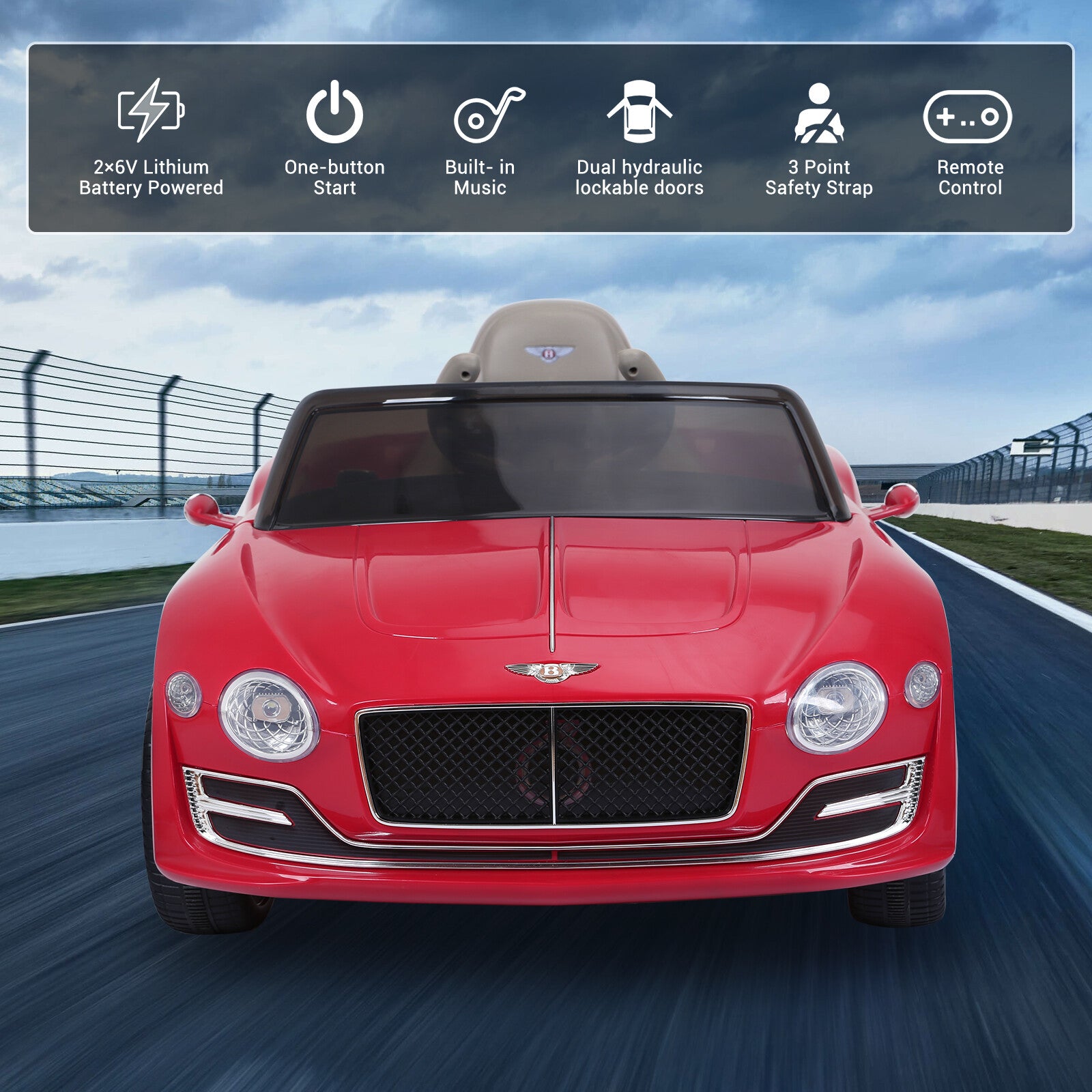 12V Kids Electric Ride-On Car Toy Licensed Bentley Style with LED Lights and Remote Control Trend Times 1