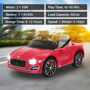 12V Kids Electric Ride-On Car Toy Licensed Bentley Style with LED Lights and Remote Control Trend Times 4