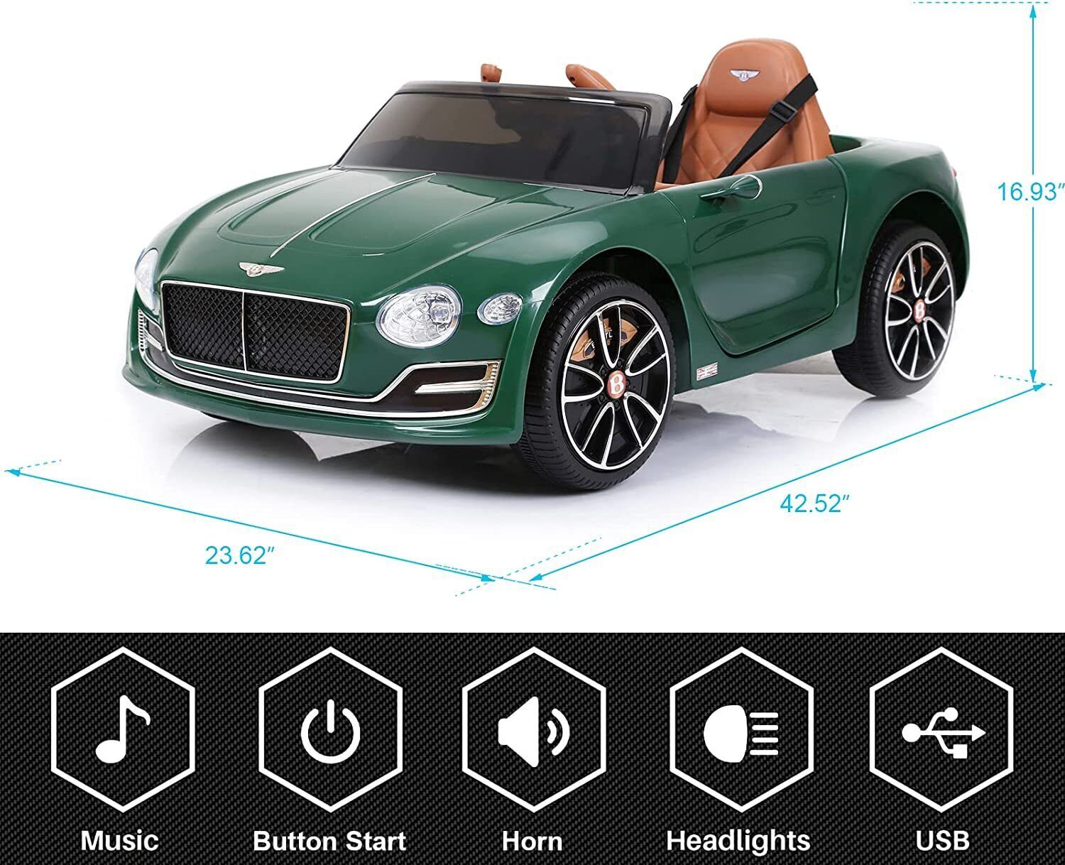 12V Kids Electric Ride-On Car Licensed Bentley Style with Remote Control Trend Times 13