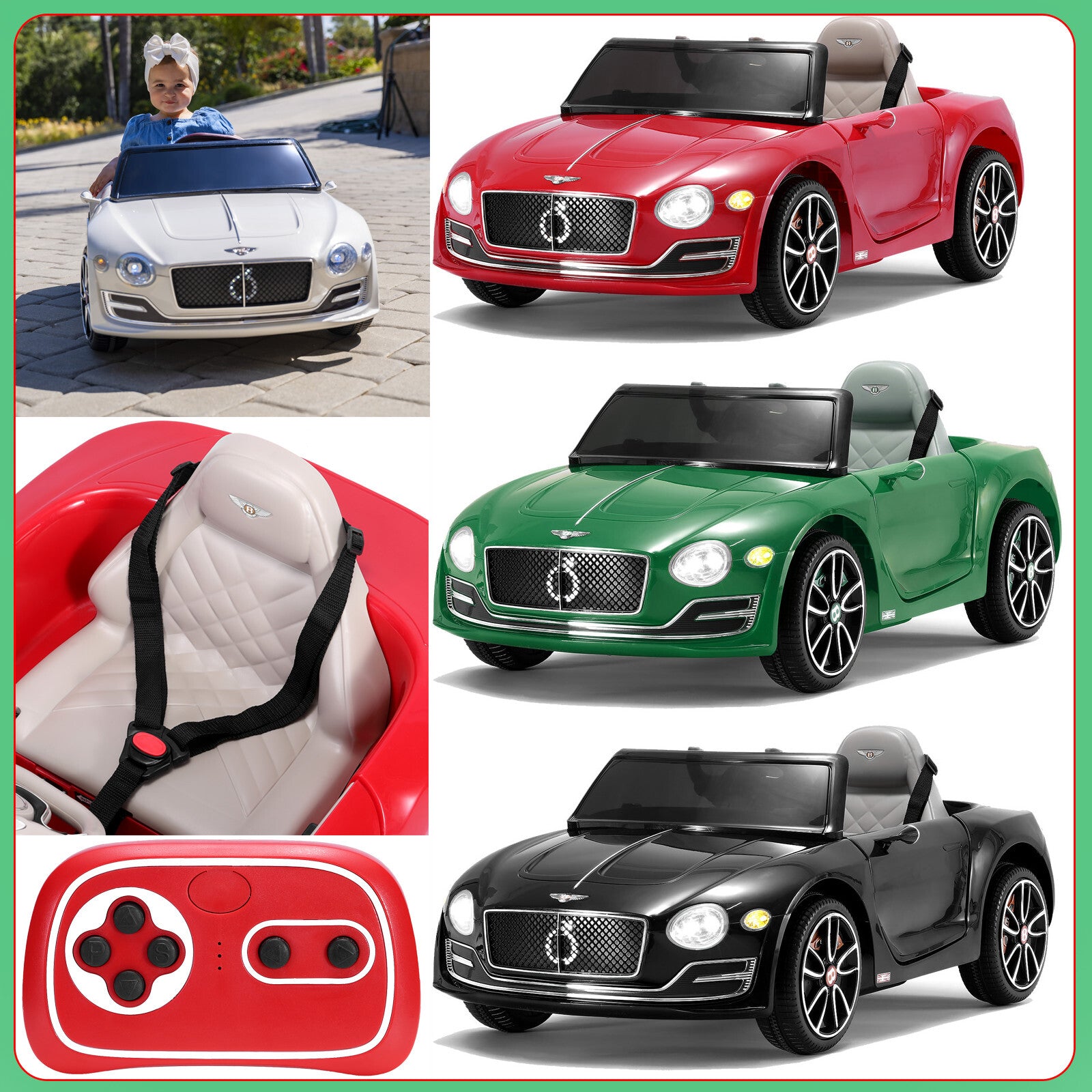 12V Kids Electric Ride-On Car Licensed Bentley Style with Remote Control Trend Times 4