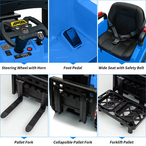 12V Kids Electric Ride-On Forklift with Remote Control, Liftable Fork, and Music Trend Times 13