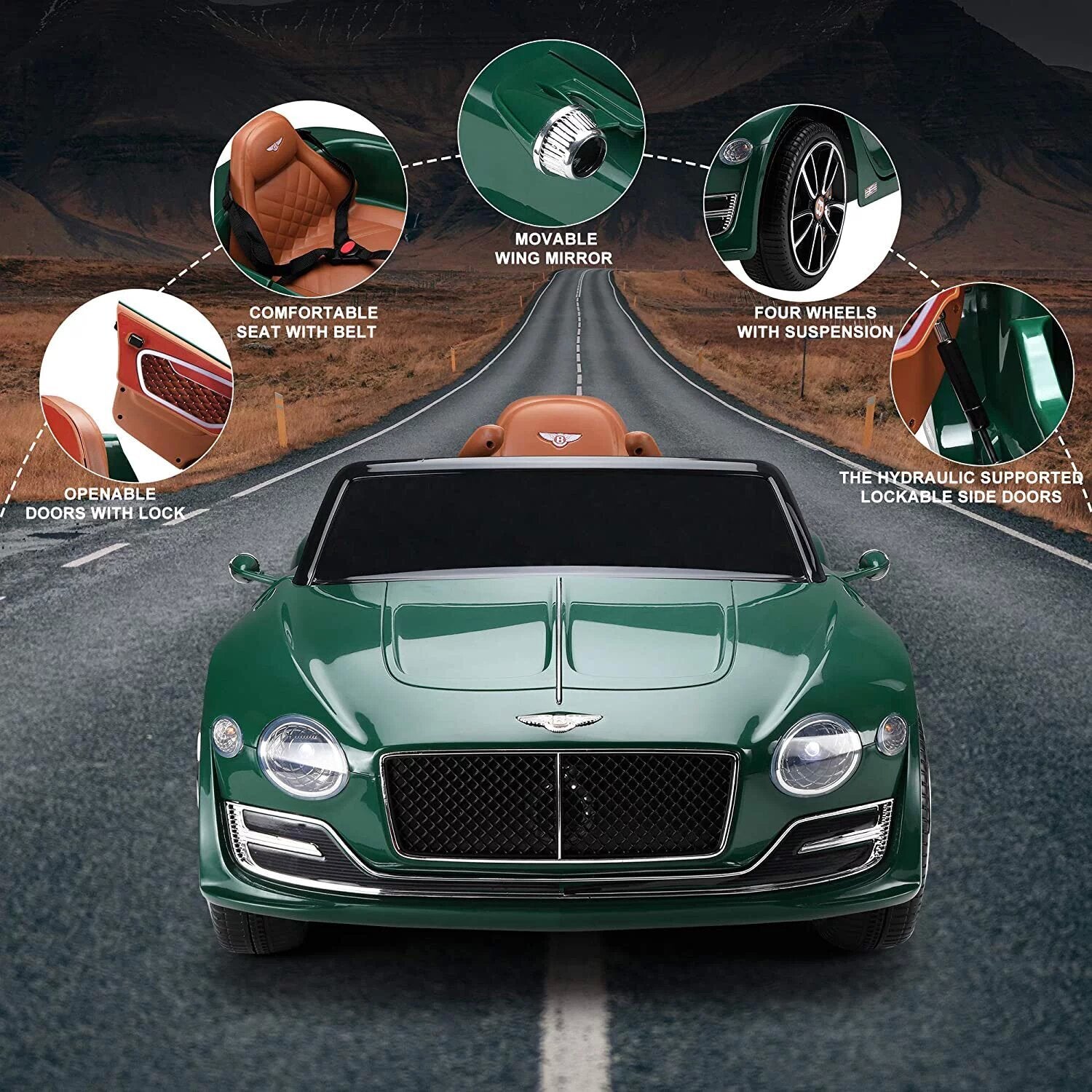 12V Kids Electric Ride-On Car Licensed Bentley Style with Remote Control and LED Lights Trend Times 4
