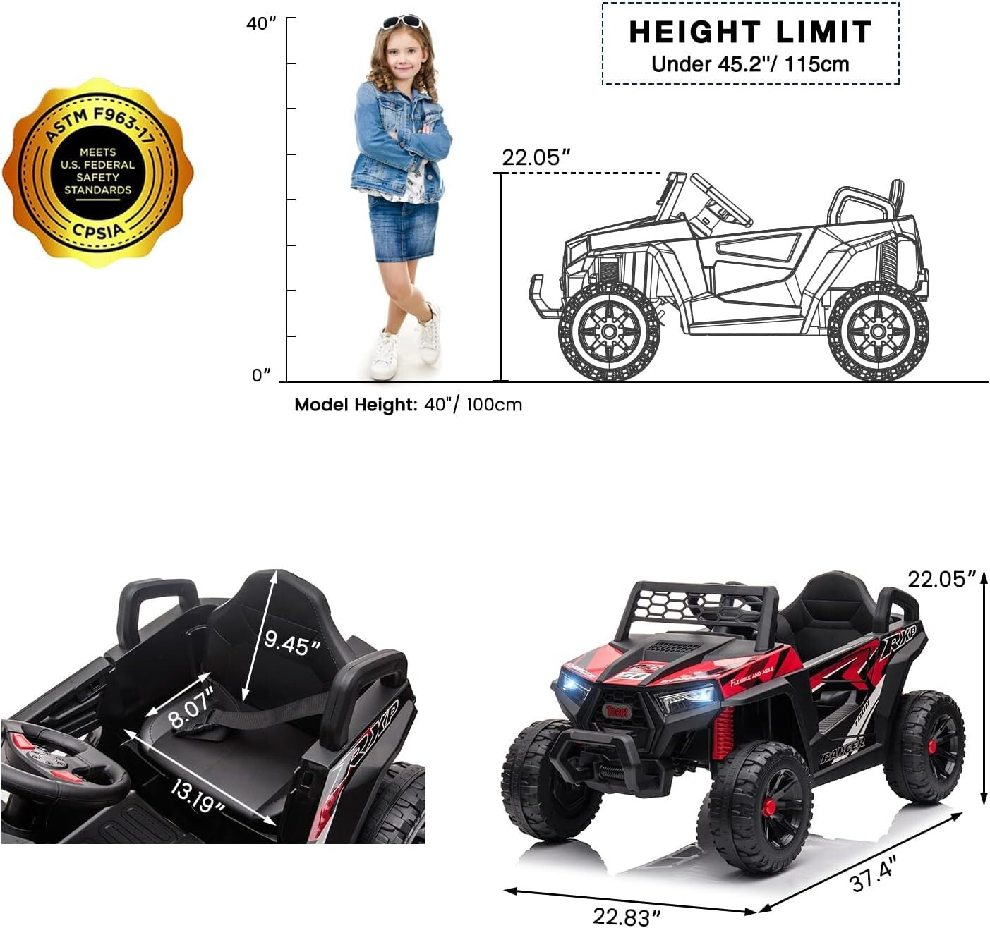 12V Kids Electric Off-Road UTV Ride-On Truck with LED Headlights Trend Times 2