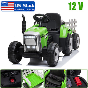 12V Kids Electric Ride On Tractor with Remote Control and Trailer, Battery Powered Toy Vehicle Trend Times Variant 0