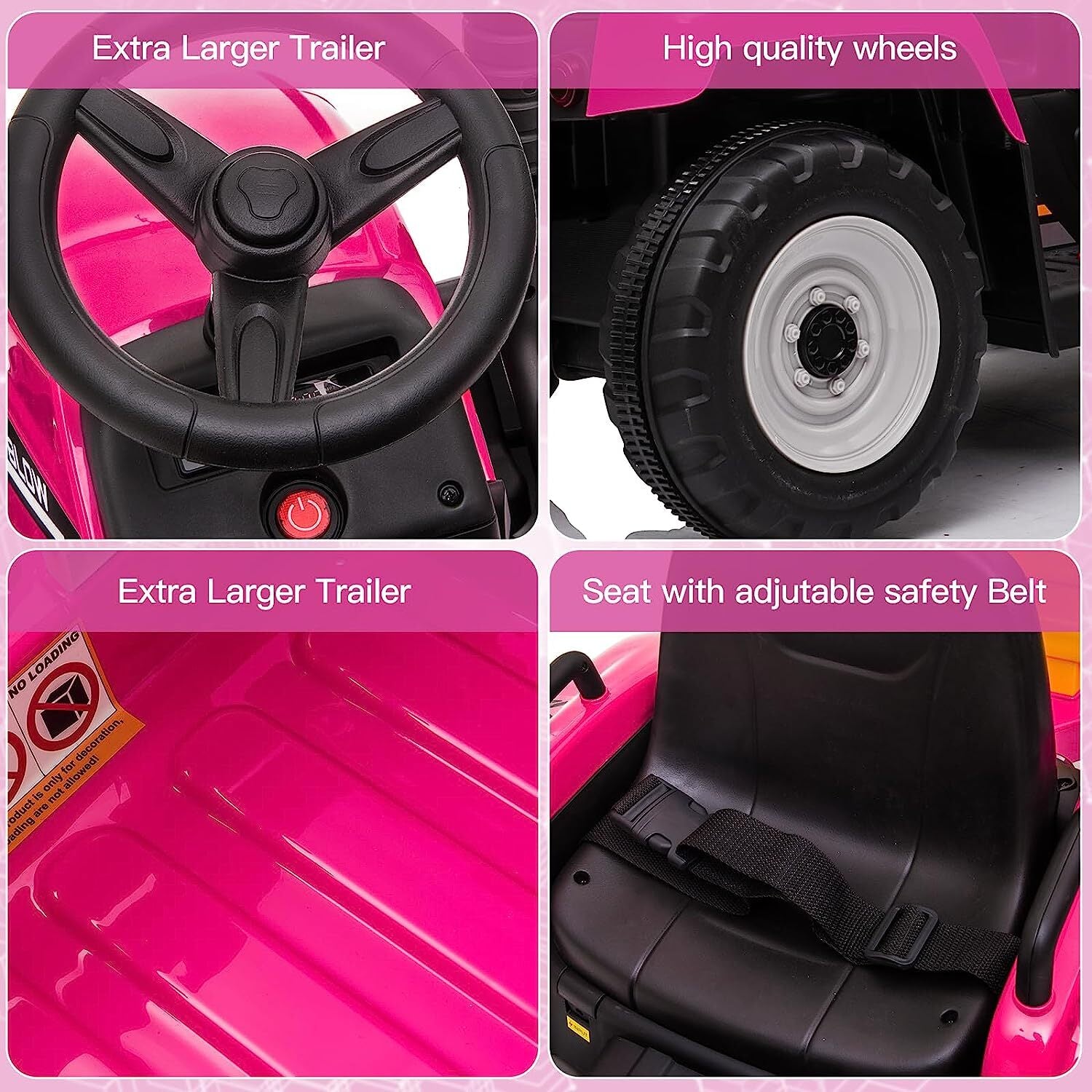 12V Kids Electric Ride On Tractor with Trailer, Battery Powered Toy Car with Remote Control Trend Times 10
