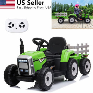 12V Kids Electric Ride-On Tractor with Trailer and 3-Speed Remote Control Toy Vehicle Trend Times 0