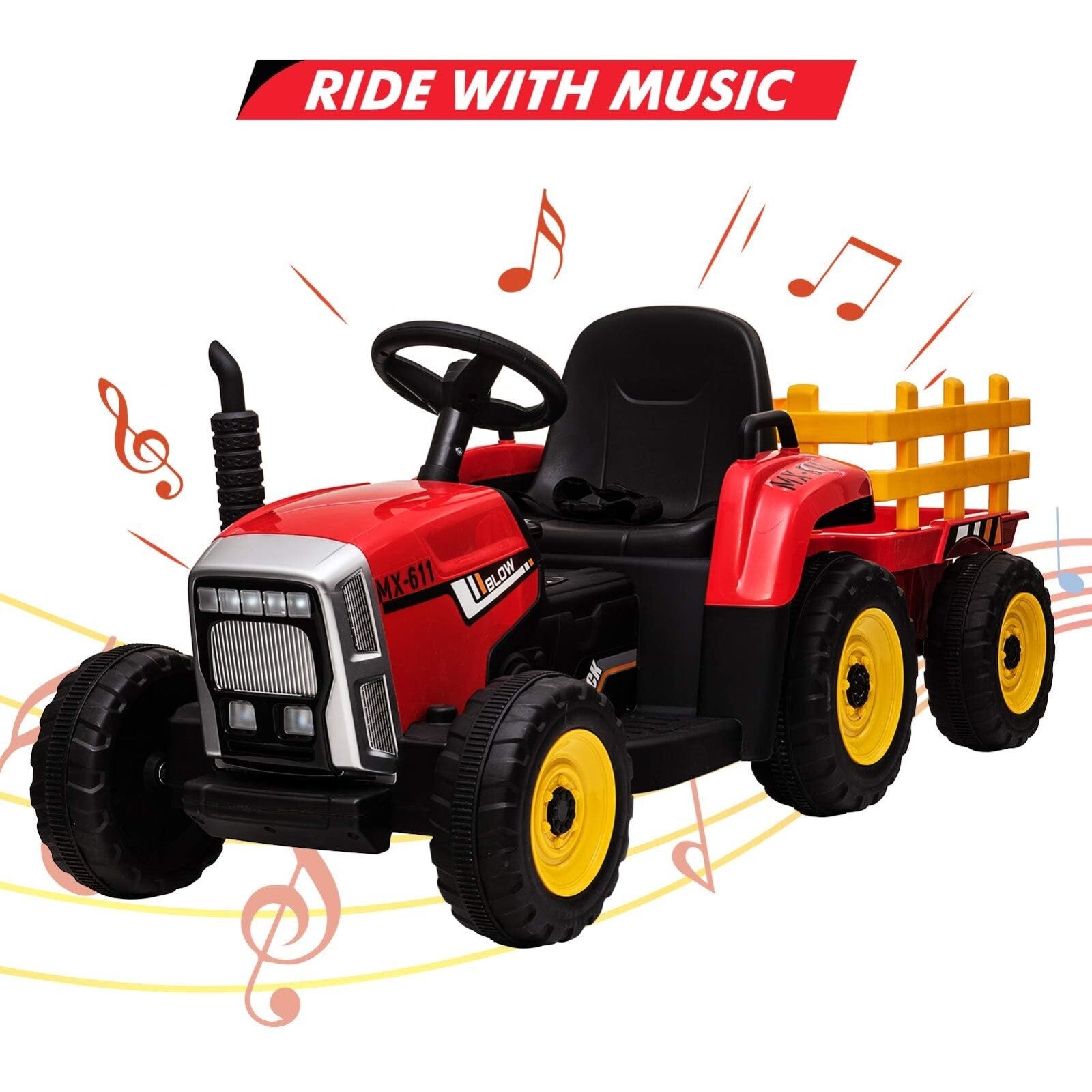 12V Kids Electric Ride-On Tractor with Trailer Battery Powered Car Toy and Remote Control Trend Times 11