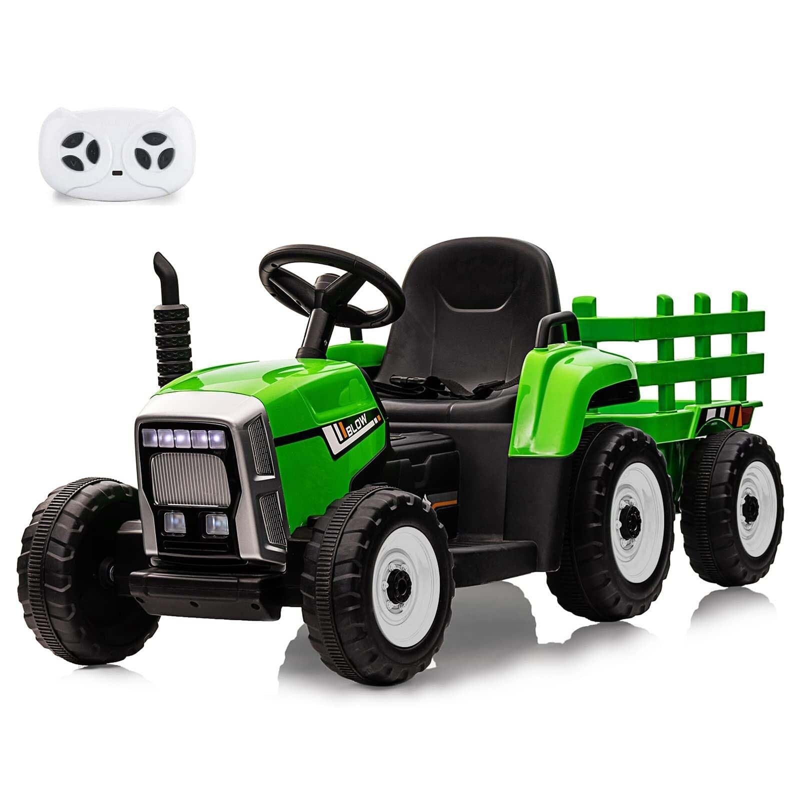 12V Kids Electric Ride-On Tractor with Trailer Battery Powered Car Toy and Remote Control Trend Times 14