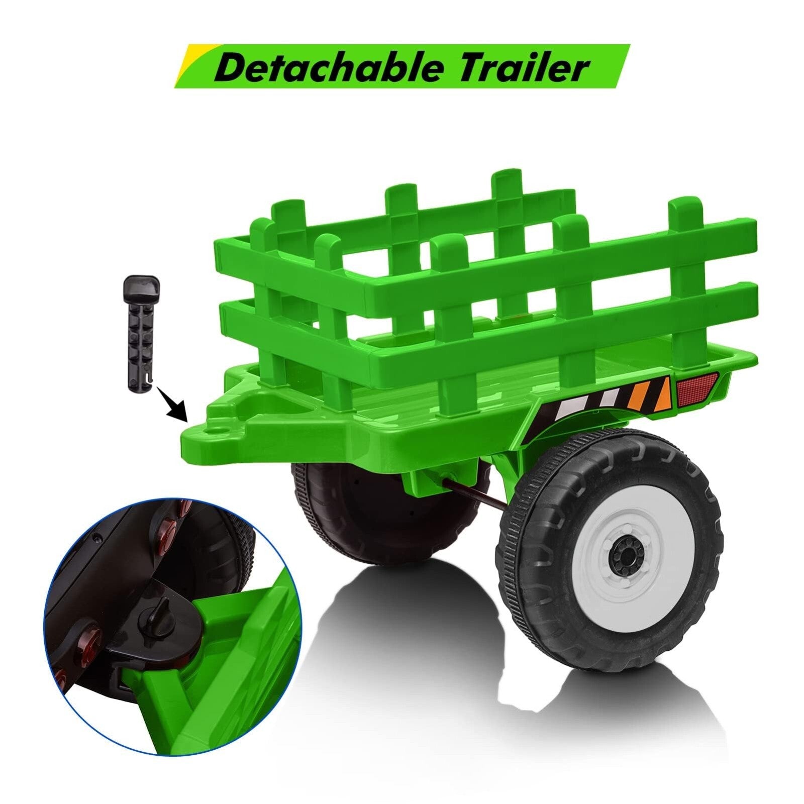 12V Kids Electric Ride-On Tractor with Trailer Battery Powered Car Toy and Remote Control Trend Times 17