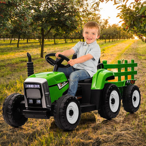 12V Kids Electric Ride-On Tractor with Trailer Battery Powered Car Toy and Remote Control Trend Times 19