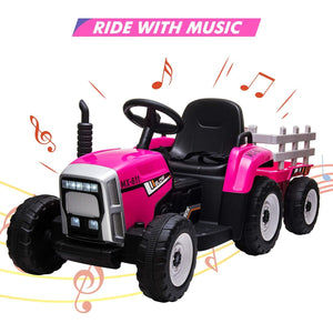 12V Kids Electric Ride-On Tractor with Trailer Battery Powered Car Toy and Remote Control Trend Times 4