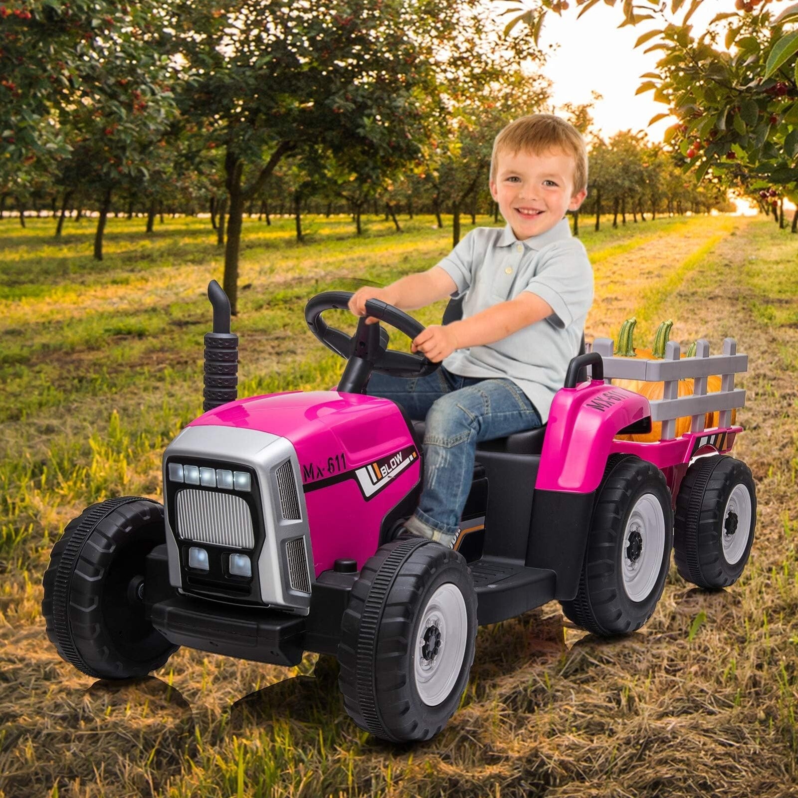 12V Kids Electric Ride-On Tractor with Trailer Battery Powered Car Toy and Remote Control Trend Times 6