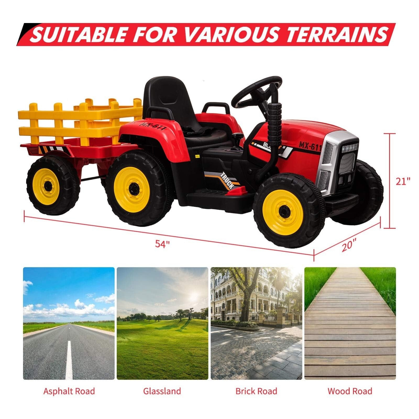 12V Kids Electric Ride-On Tractor with Trailer Battery Powered Car Toy and Remote Control Trend Times 8