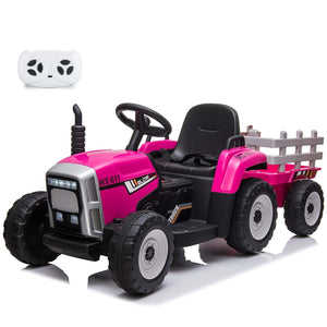 12V Kids Electric Ride-On Tractor with Trailer Battery Powered Car Toy and Remote Control Trend Times Variant 0
