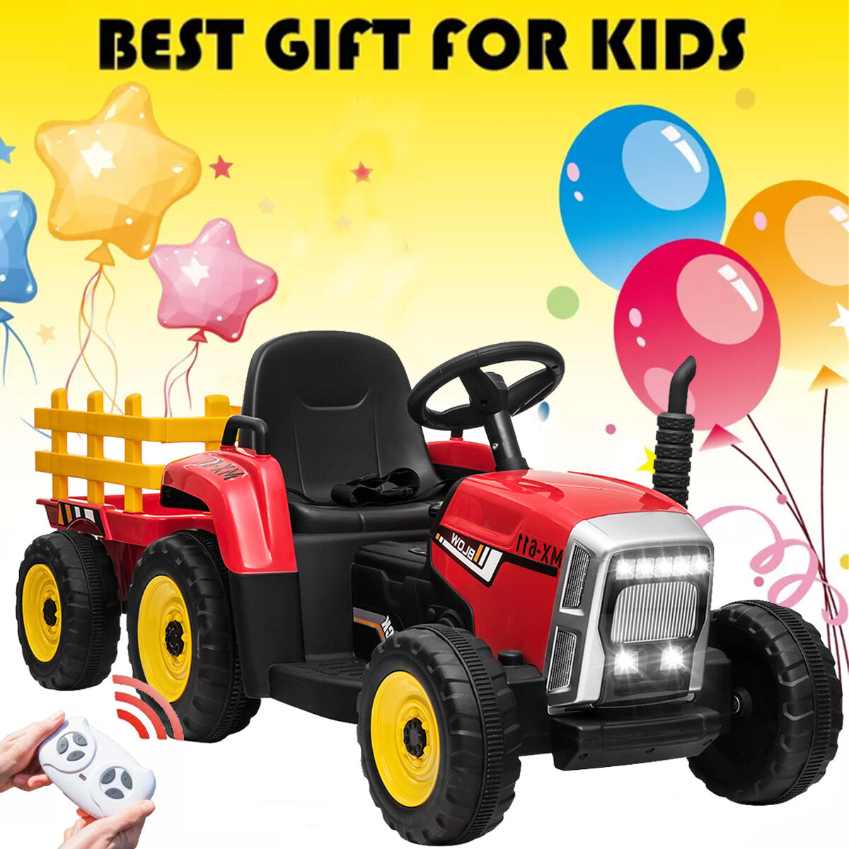 12V Kids Electric Ride-On Tractor with Trailer Battery-Powered Vehicle Toy Trend Times 1