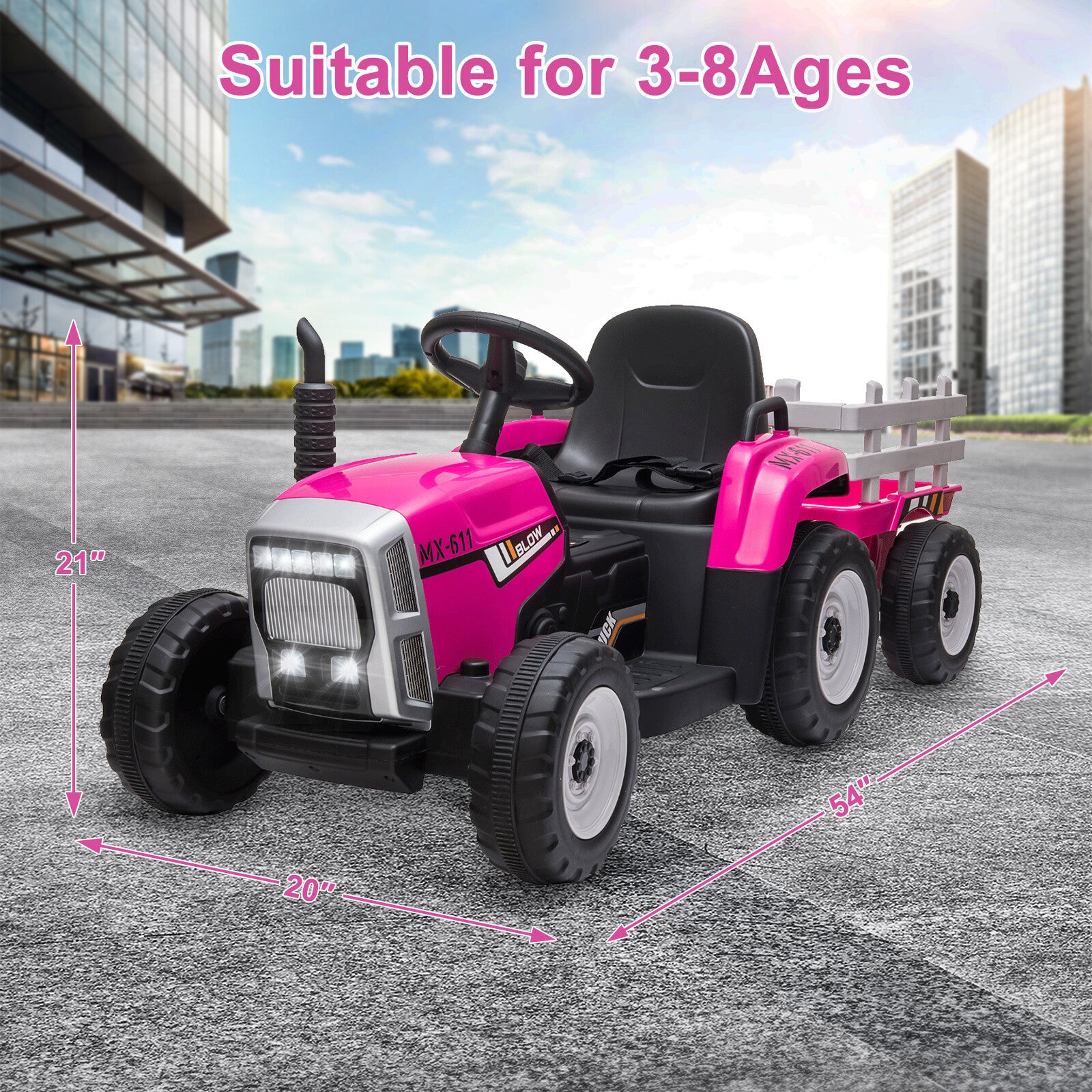 12V Kids Electric Ride-On Tractor with Trailer Battery-Powered Vehicle Toy Trend Times 7
