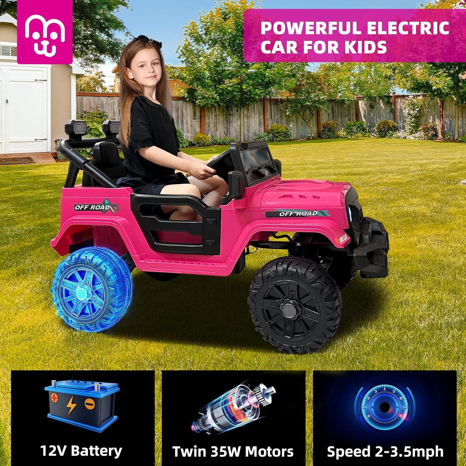 12V Kids Electric Ride-On Truck Car with Remote Control, Twin 35W Motors, 3.5 MPH Max Speed Trend Times 2