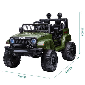 12V Kids Electric Ride-On Truck with Remote Control, Bluetooth, and MP3 Player - Green Trend Times 1