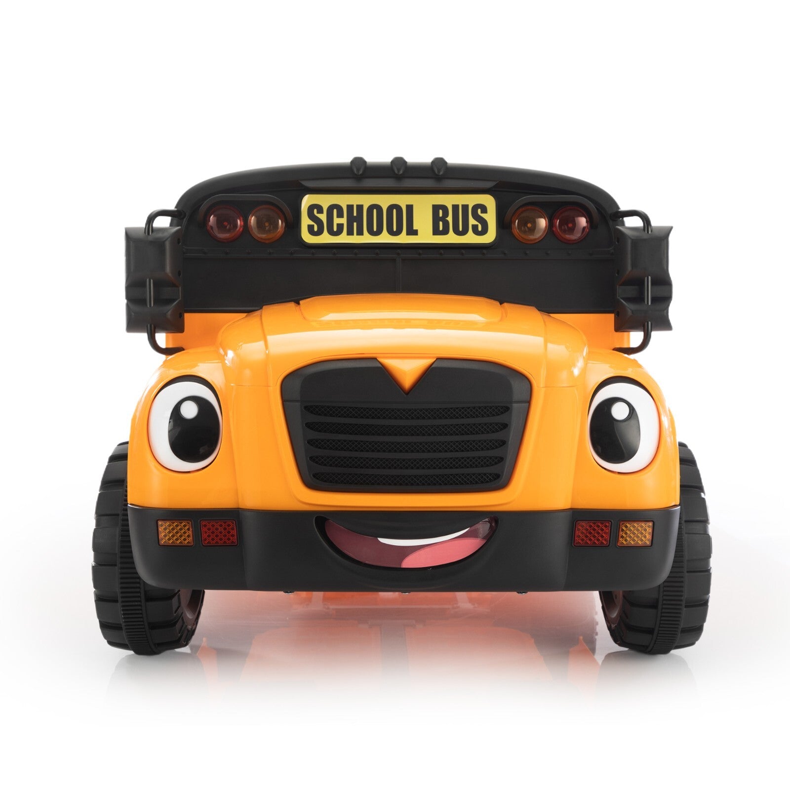 12V Kids Electric School Bus with Remote Control, 2 Seats and LED Lights, Orange Trend Times 3