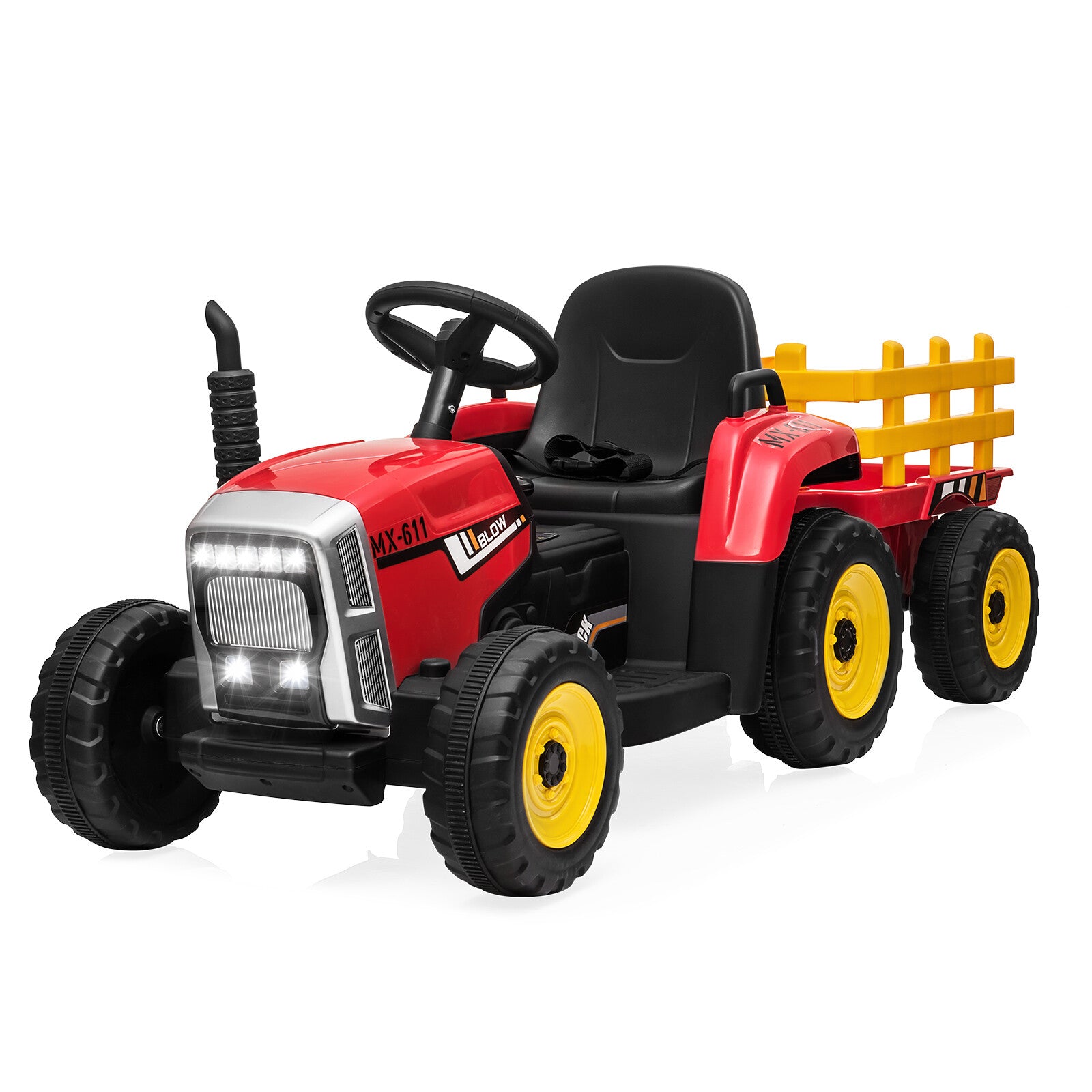 12V Battery-Powered Kids Electric Ride-On Tractor with Trailer and Remote Control Trend Times 9