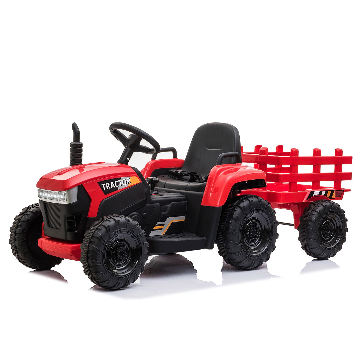 12V Kids Electric Ride-On Tractor with Trailer Trend Times 3
