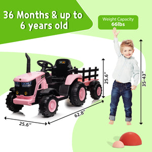 12V Kids Electric Ride-On Tractor with Trailer and Remote Control Toy Car for Toddlers Trend Times 3