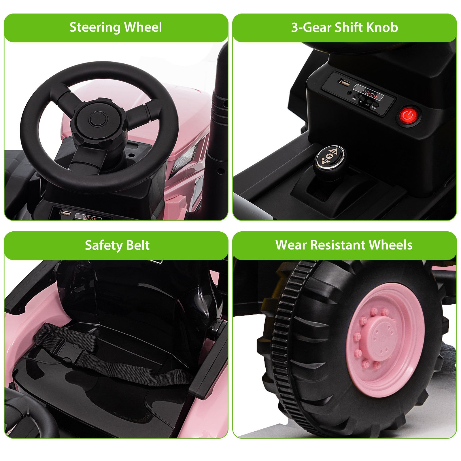 12V Kids Electric Ride-On Tractor with Trailer and Remote Control Toy Car for Toddlers Trend Times 5