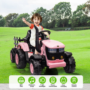12V Kids Electric Ride-On Tractor with Trailer and Remote Control Toy Car for Toddlers Trend Times 7