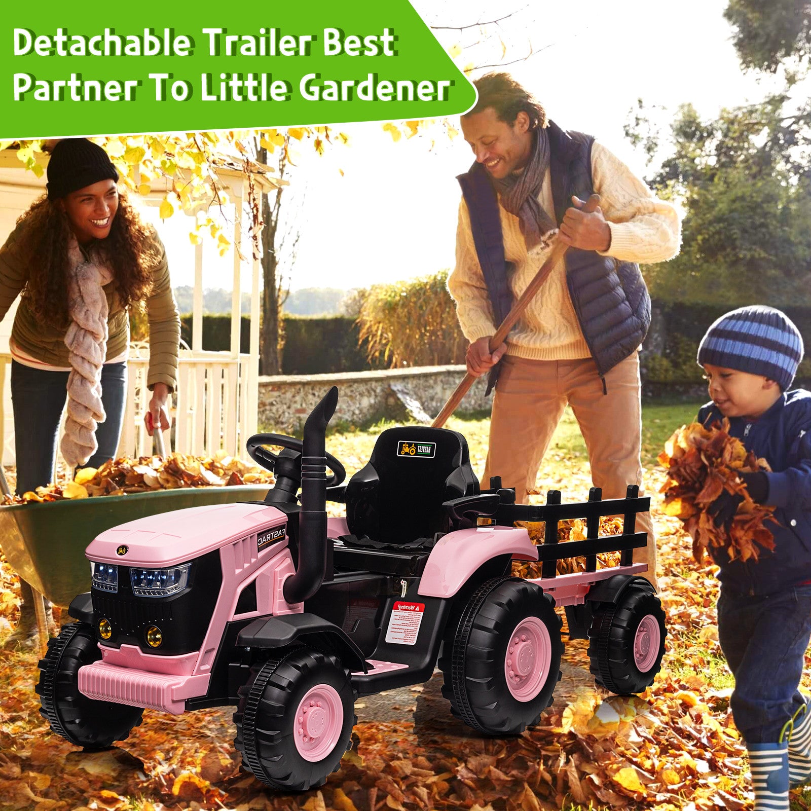 12V Kids Electric Ride-On Tractor with Trailer and Remote Control Toy Car for Toddlers Trend Times 8