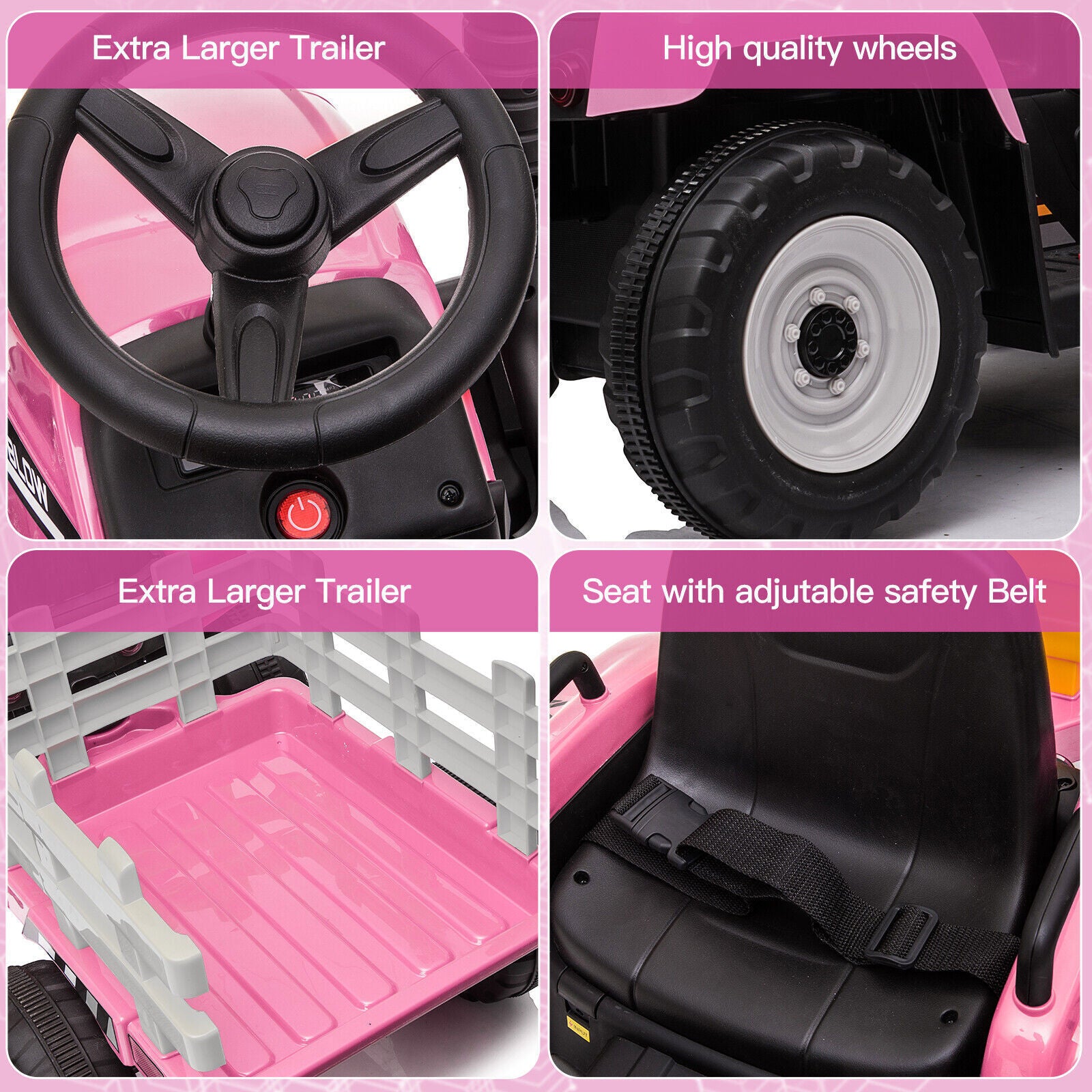 12V Electric Kids Tractor with Trailer Toddler Ride-On Car and Remote Control Trend Times 8