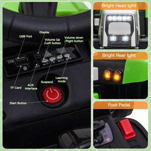 12V Electric Kids Tractor with Trailer Toddler Ride-On Car Remote Control and LED Lights Trend Times 10