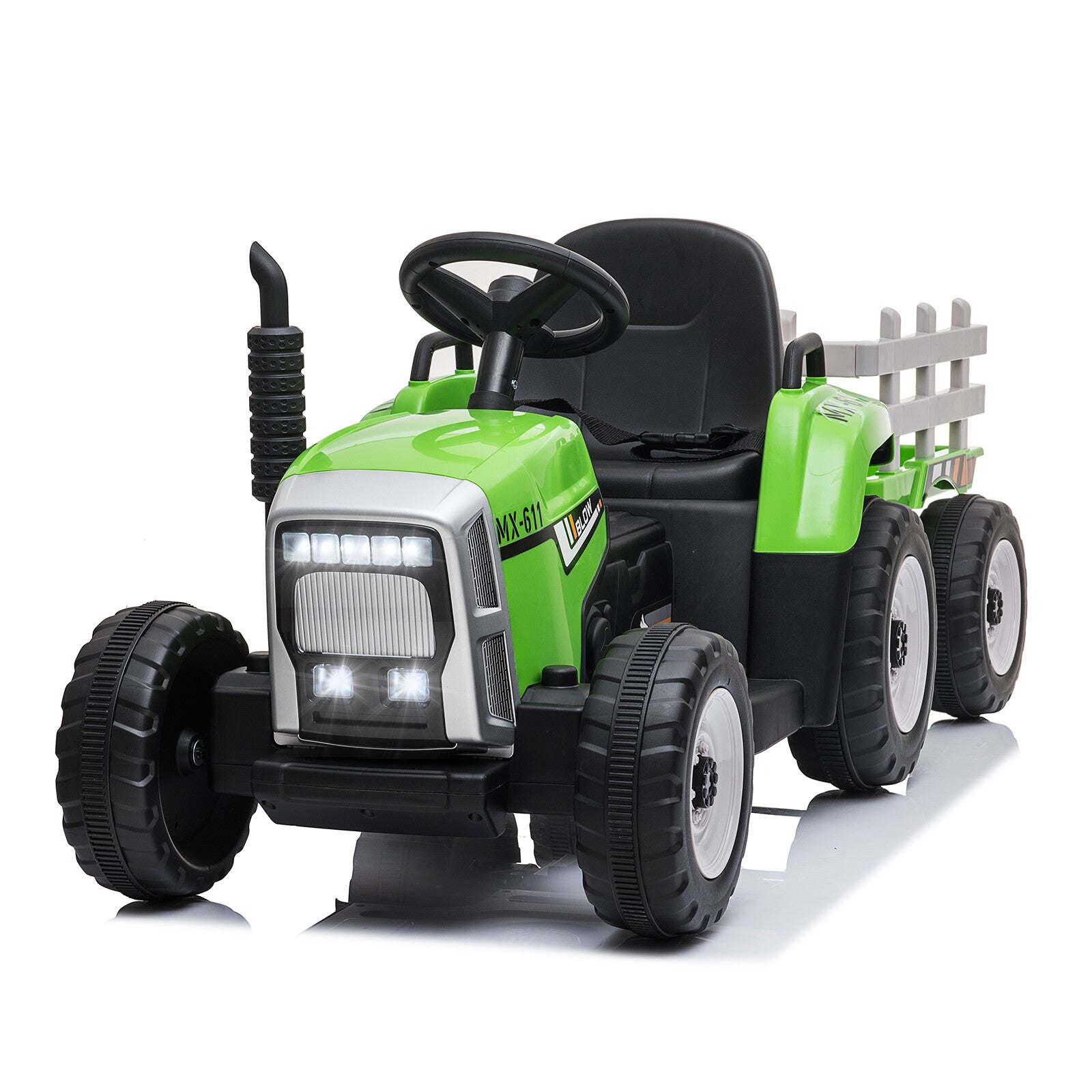 12V Electric Kids Tractor with Trailer Toddler Ride-On Car Remote Control and LED Lights Trend Times 15