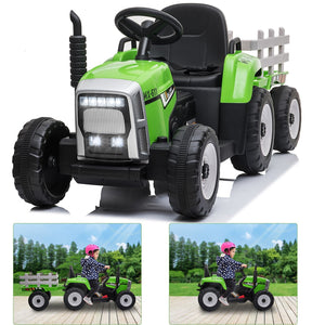 12V Electric Kids Tractor with Trailer Toddler Ride-On Car Remote Control and LED Lights Trend Times 2