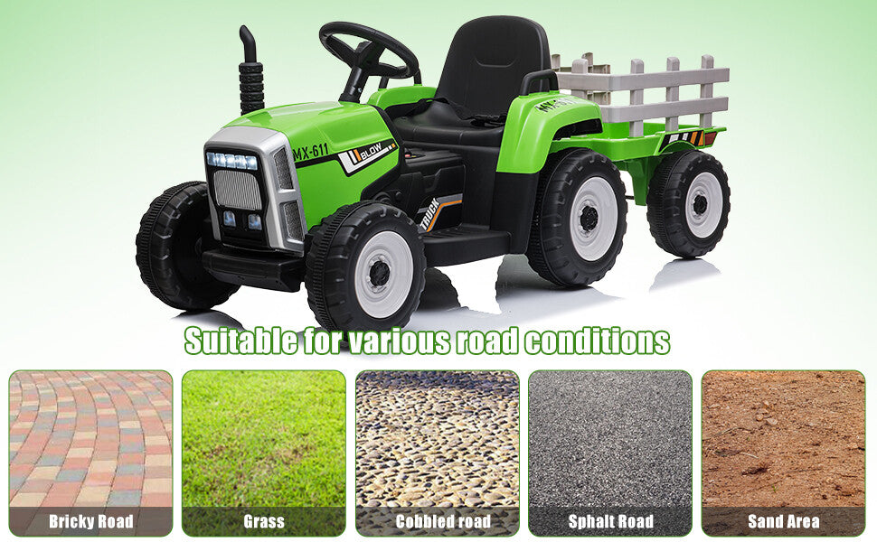 12V Electric Kids Tractor with Trailer Toddler Ride-On Car and Remote Control Trend Times 7