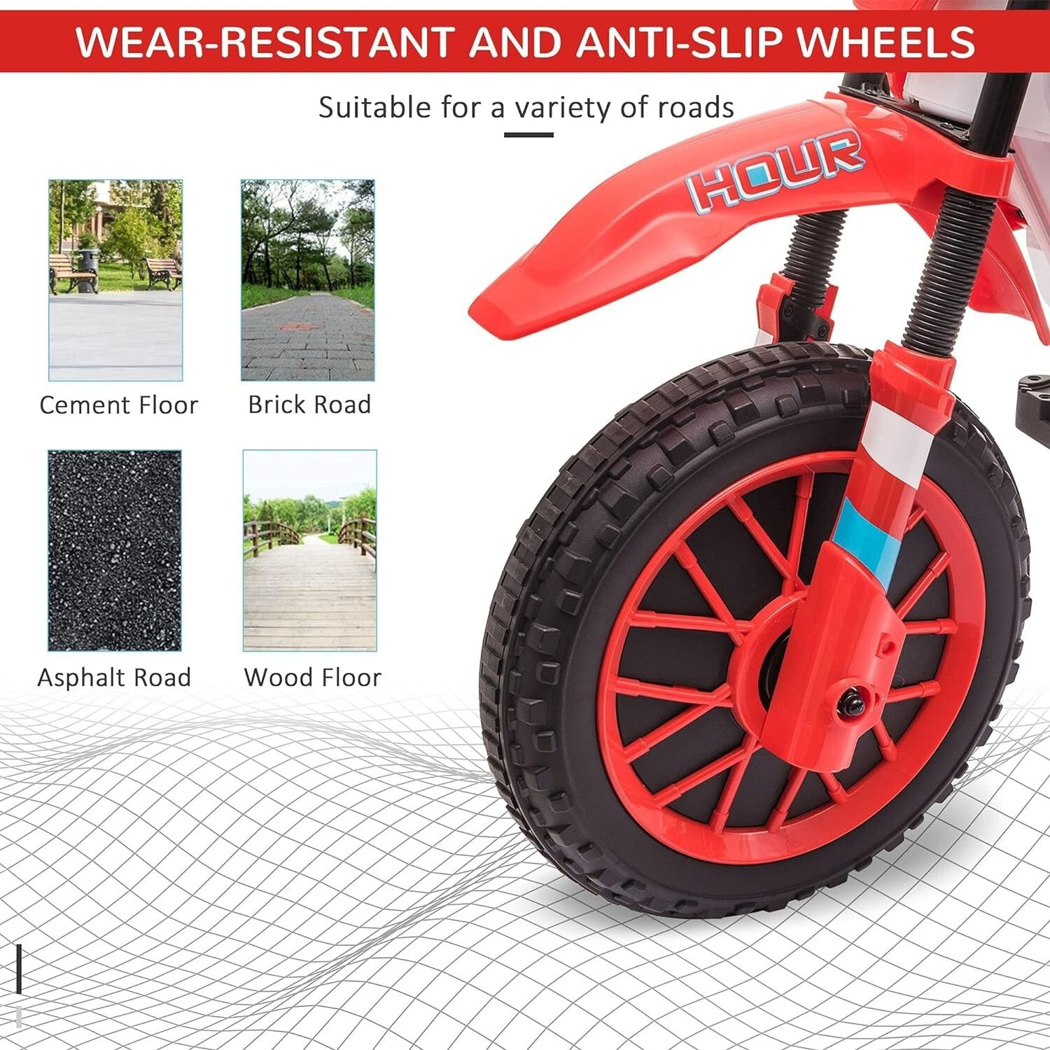 12V Kids Electric Ride-On Dirt Bike Motorcycle Toy with Training Wheels Trend Times 6