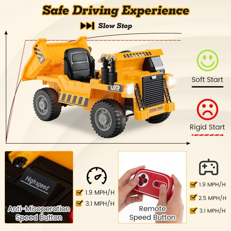 12V Kids Electric Ride-On Dump Truck with Remote Control and Adjustable Dump Bed Trend Times 11