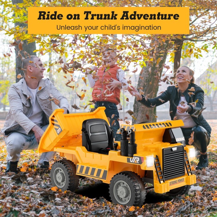 12V Kids Electric Ride-On Dump Truck with Remote Control and Adjustable Dump Bed Trend Times 4