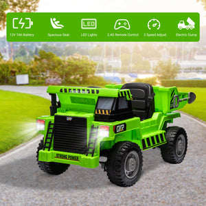 12V Kids Ride-On RC Dump Truck Construction Battery-Powered Tractor with Electric Bucket Trend Times 2