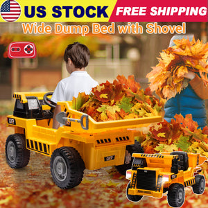 12V Kids Ride-On RC Battery-Powered Construction Dump Truck with Electric Bucket Trend Times 0