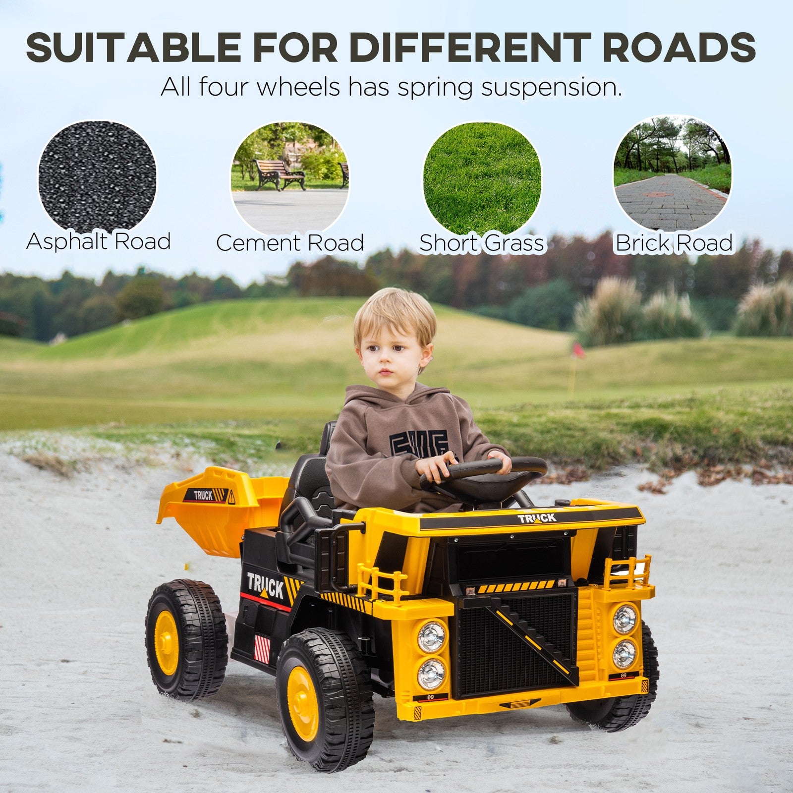 12V Electric Kids Ride-On Dump Truck with Functional Dump Bed and Shovel Trend Times 5