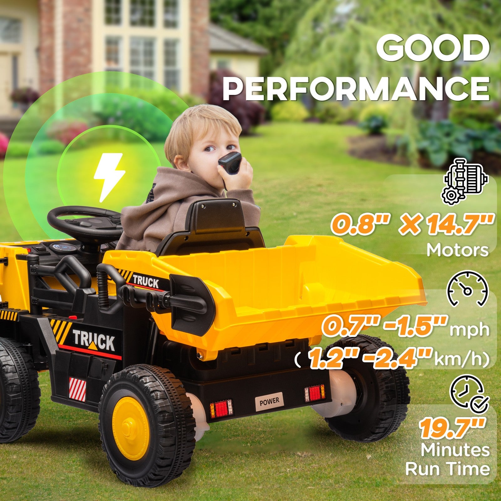 12V Electric Kids Ride-On Dump Truck with Functional Dump Bed and Shovel Trend Times 6