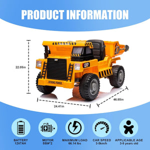 12V Kids Ride-On Electric Dump Truck with Remote Control, Shovel, MP3, and USB Player Trend Times 4