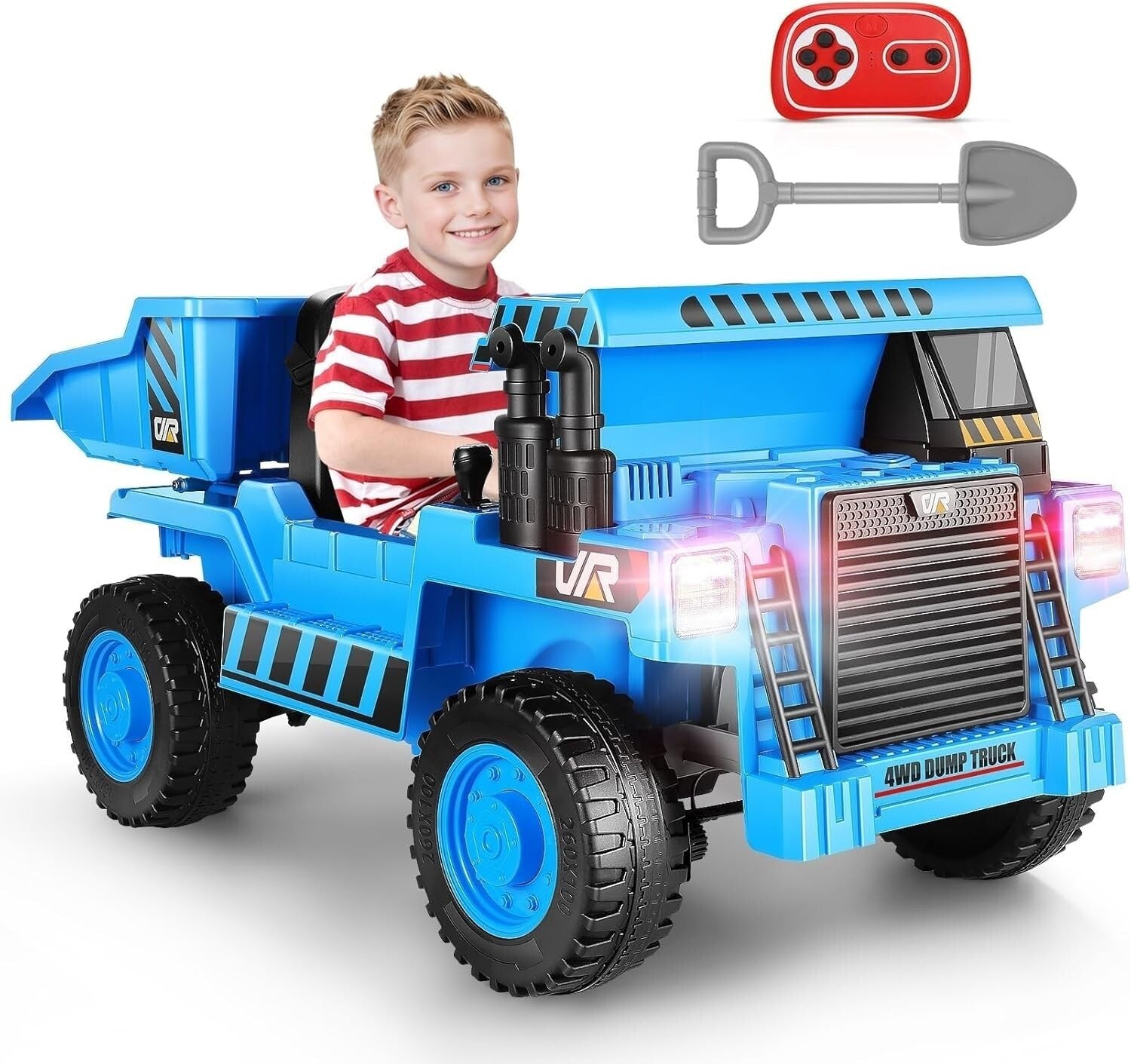 12V Kids Ride-On Dump Truck with Remote Control, Working Megaphone, and Sand Shovel Trend Times 13