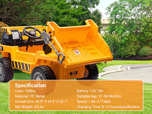 12V Kids Ride-On Electric Dump Truck with Remote Control and MP3 Player Trend Times 10