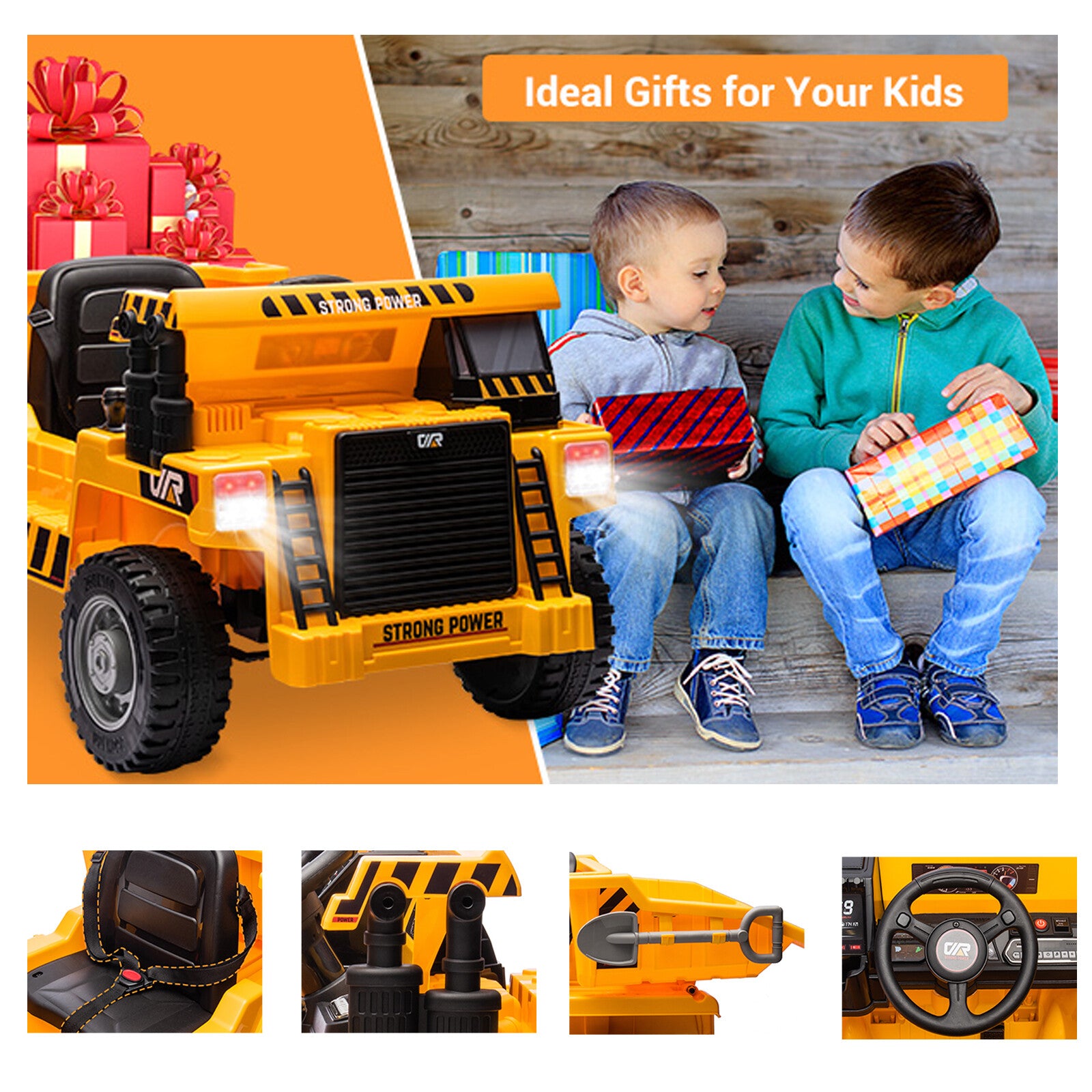 12V Kids Ride-On Electric Dump Truck with Remote Control and MP3 Player Trend Times 9