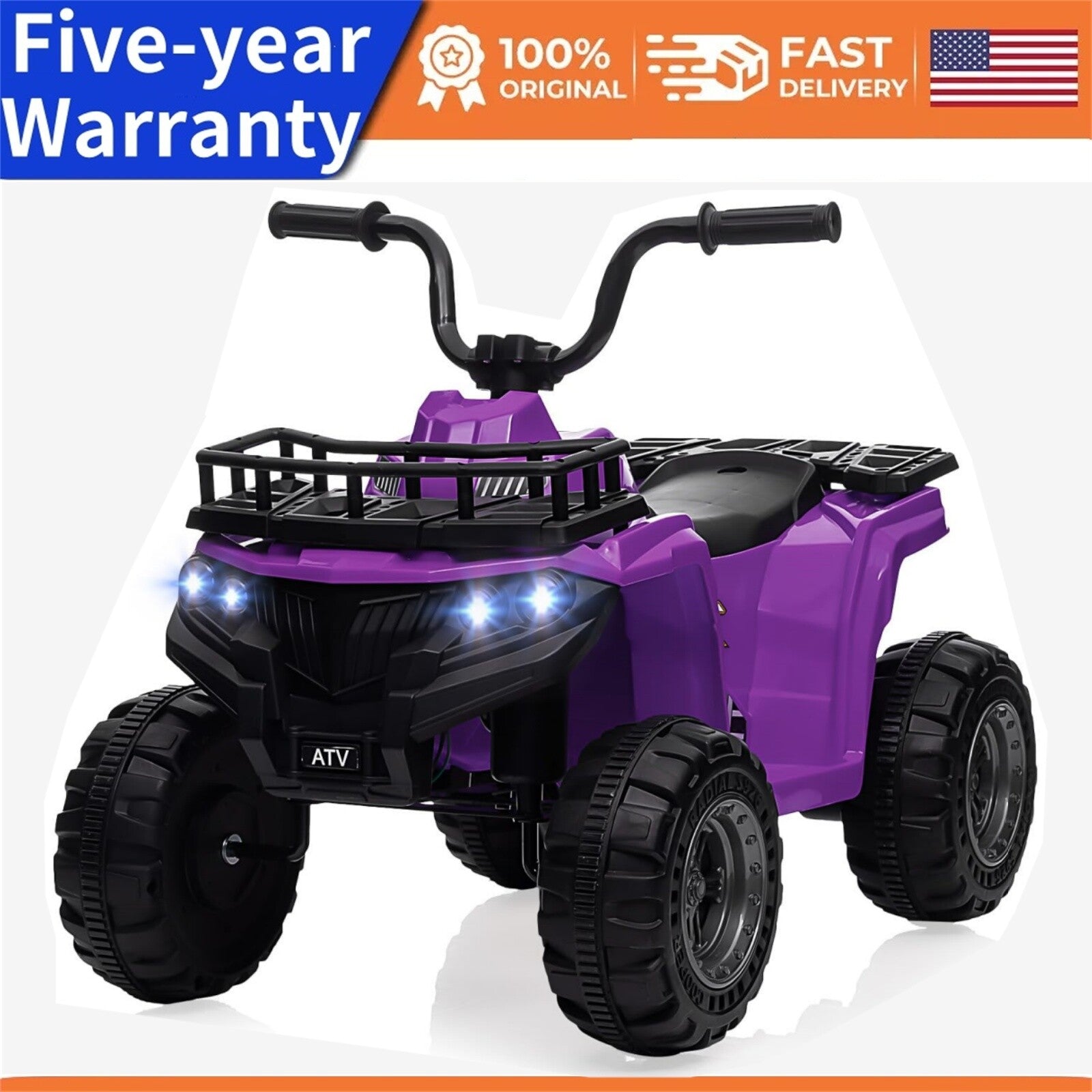 12V Kids Electric Ride-On 4-Wheeler ATV Quad with LED Lights and 1.8 MPH Speed Trend Times 1