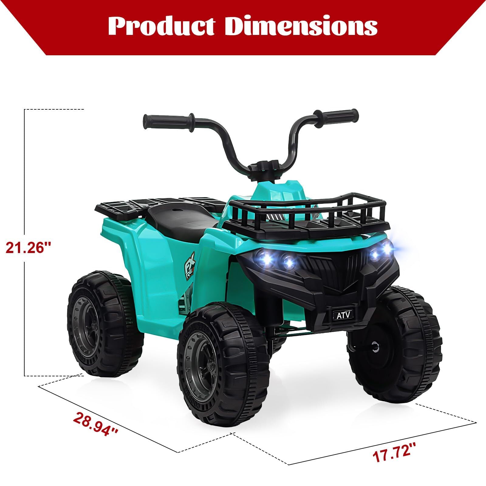 12V Kids Electric Ride-On 4-Wheeler ATV Quad with LED Lights and 1.8 MPH Speed Trend Times 3