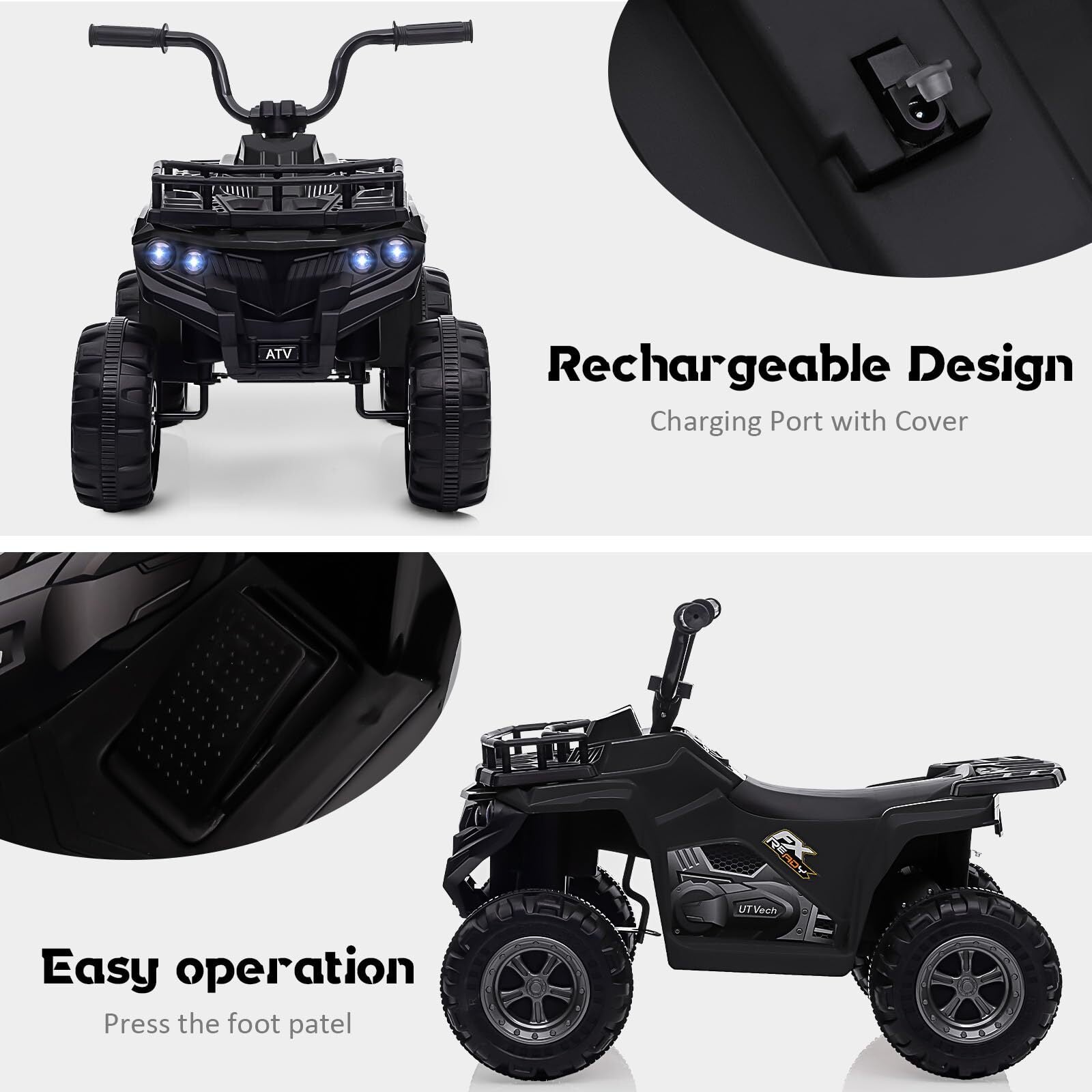 12V Kids Electric Ride-On 4-Wheeler ATV Quad with LED Lights and 1.8 MPH Speed Trend Times 7
